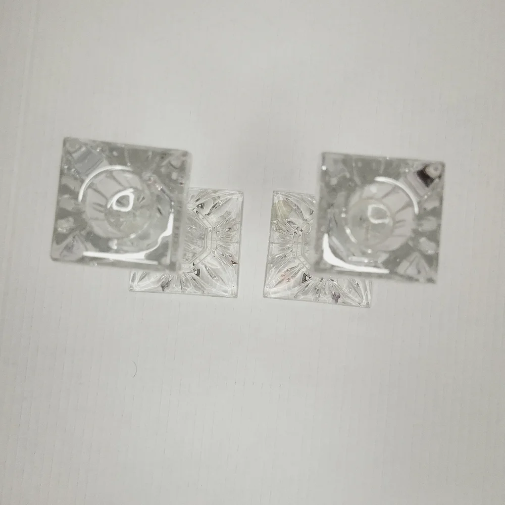 Set Of 2 Waterford Lismore Crystal 6” Column Candlesticks Made In Germany FLAW! - Picture 5 of 10